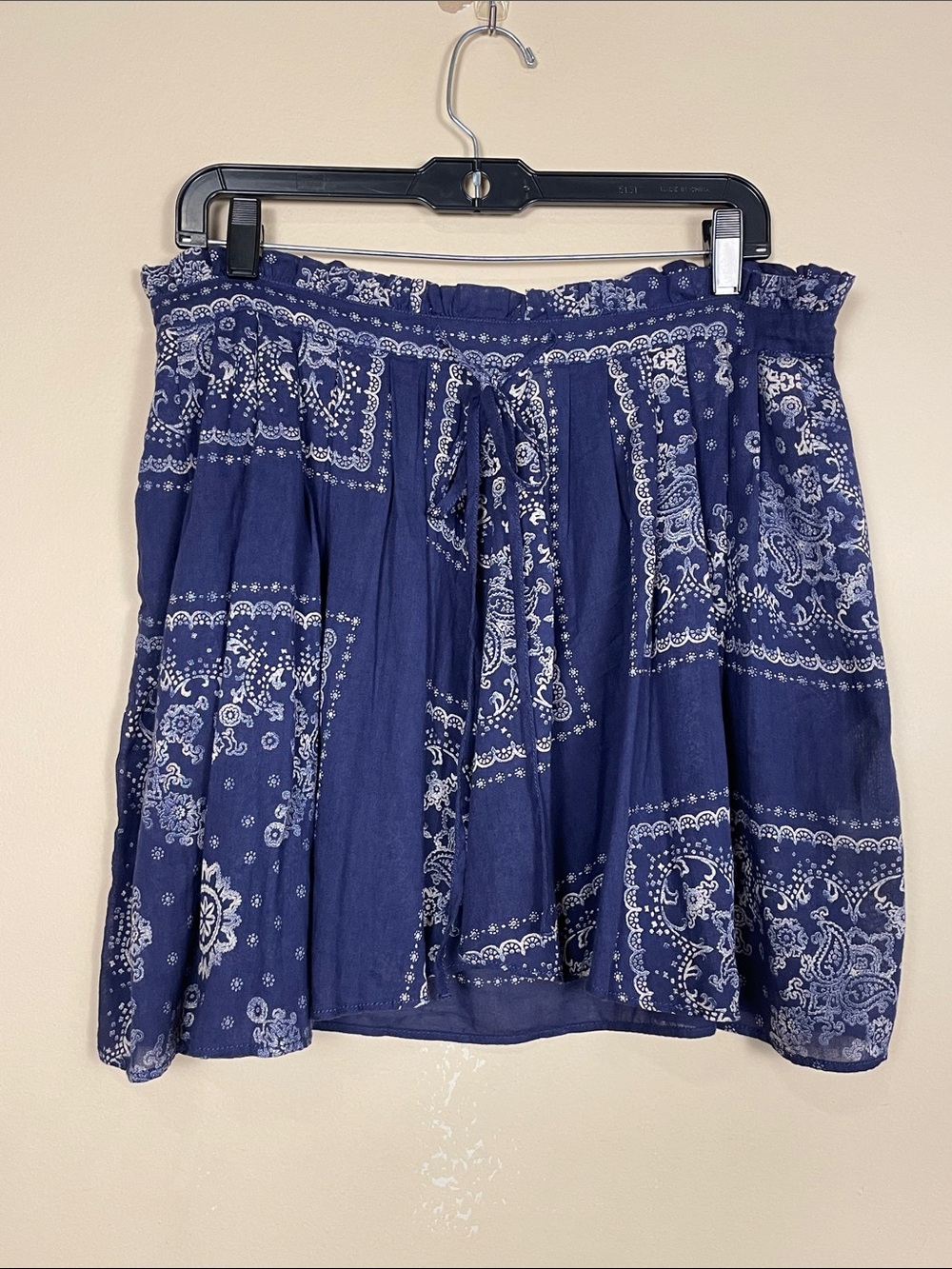 Denim & Supply Ralph Lauren Women’s Blue Bandana Print Tie-Waist Mini Skirt